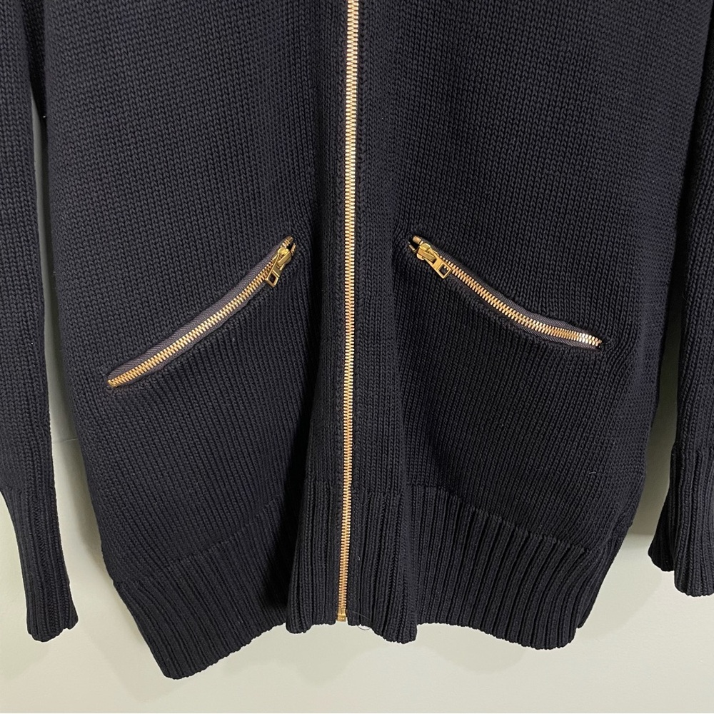 All Saint Spitafields Contrast Knit Long Cardigan Black Size 8 - Picture 4 of 12